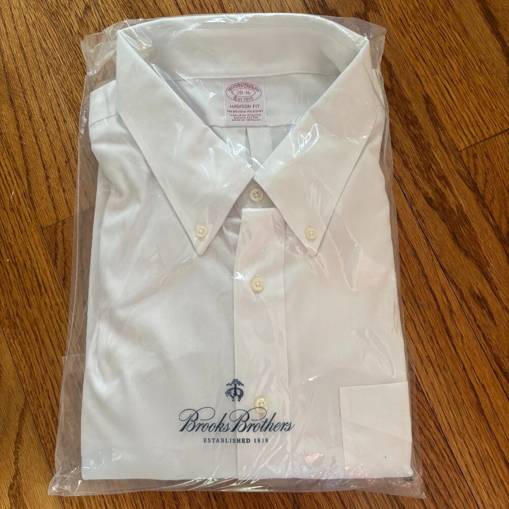 NWT Brooks Brothers Button Down Madison Fit 20-36, white
